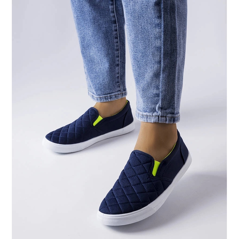 Marineblaue, gesteppte Slip-On-Sneaker von Gregory 1