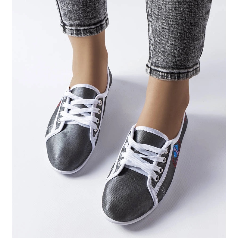 Graue Woodstock-Sneaker für Damen 2