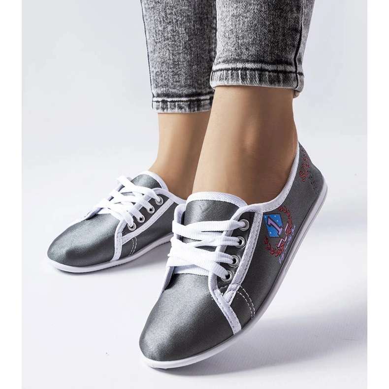 Graue Woodstock-Sneaker für Damen 1
