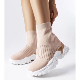 Beigefarbene Sneakers mit elastischem Obermaterial von Antonio 1