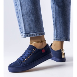 Marineblaue Sneaker aus Stoff von Descoteaux 1