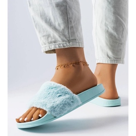 Blaue Pantoletten mit Fell von Raffaele 1