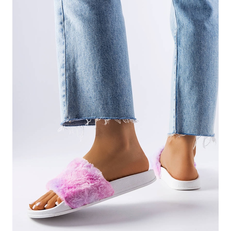 Bunte Pantoletten mit Fell von Raffaele mehrfarbig 2