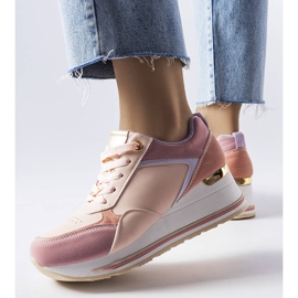 Pinkfarbene Sneaker mit Keilabsatz von Harvé rosa 1