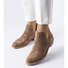 BM Karino braun durchbrochene Lederstiefel 1