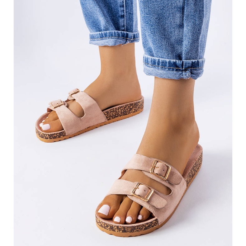 Goodin Beigefarbene Pantoletten mit Korksohle von Cincinna 1