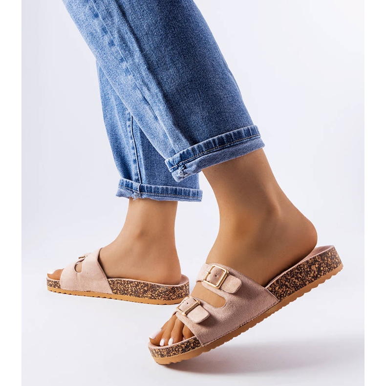 Goodin Beigefarbene Pantoletten mit Korksohle von Cincinna 2