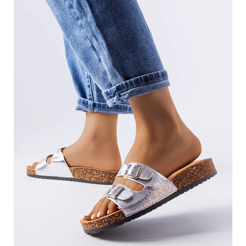 Cincinna-Silber-Slipper mit Korksohle 1