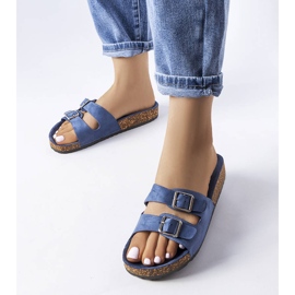 Marineblaue Pantoletten mit Cincinna-Korksohle 1