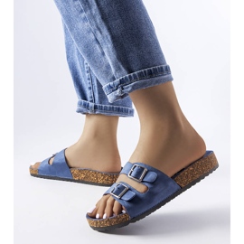 Marineblaue Pantoletten mit Cincinna-Korksohle 2