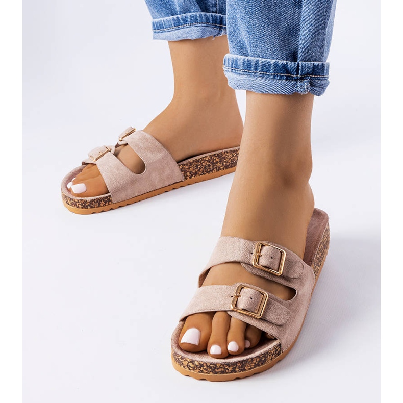 Braune Pantoletten mit Korksohle von Cincinna 1