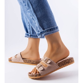 Braune Pantoletten mit Korksohle von Cincinna 2