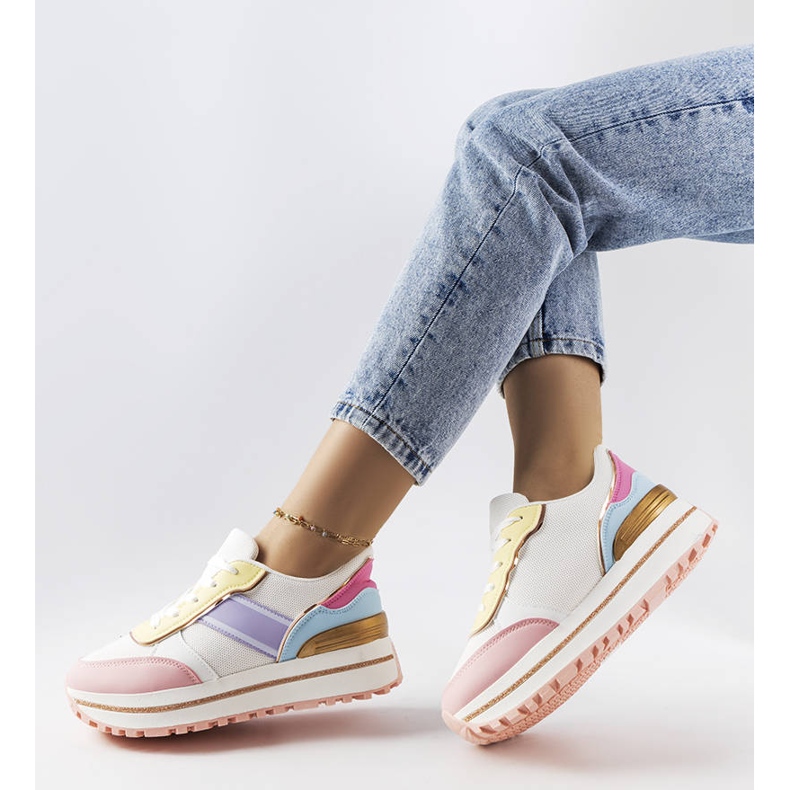 Pinkfarbene Sneaker mit Glitzereinsätzen von Lang rosa 1