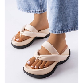 PA1 Beigefarbene Pantoletten mit Plateau von Lachapelle 1