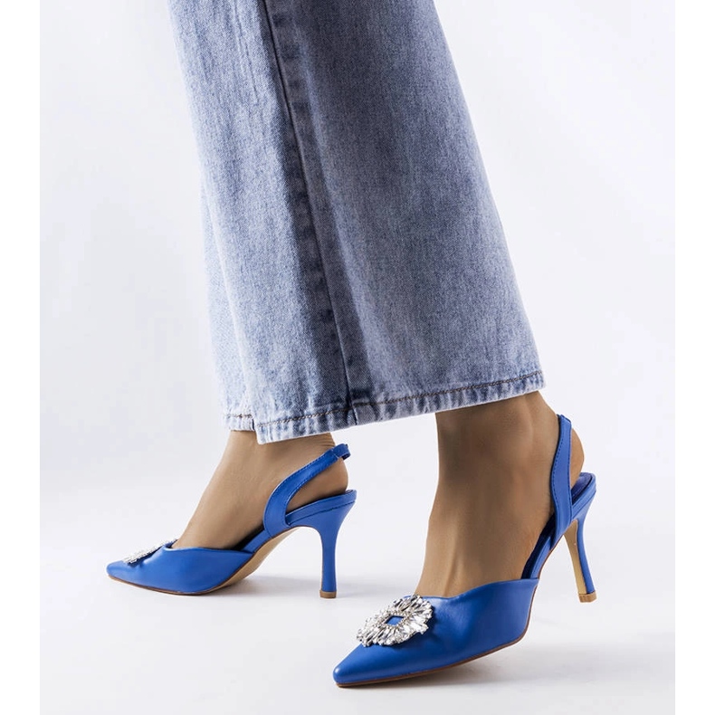 Moïse-blaue Strass-Pumps 1