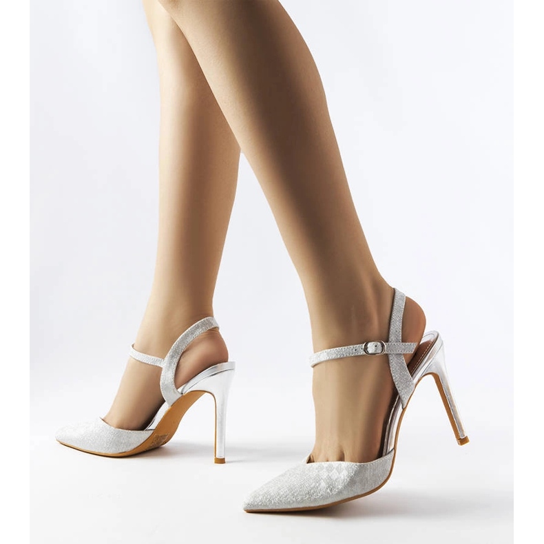 Gallia Silber glänzende Absätze 2