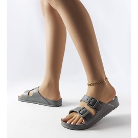 Graue Gummipantoffeln mit Schnallen von Eugene 2