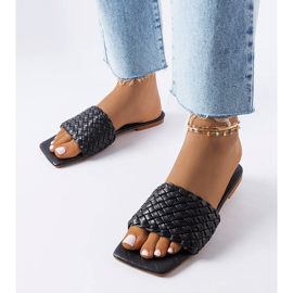 Goldleaf-Pantoletten aus schwarzem Webstoff 1