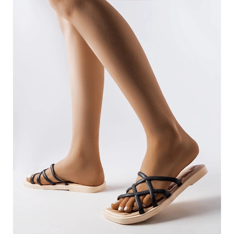 Schwarze Gummipantoletten von Pearlman 1