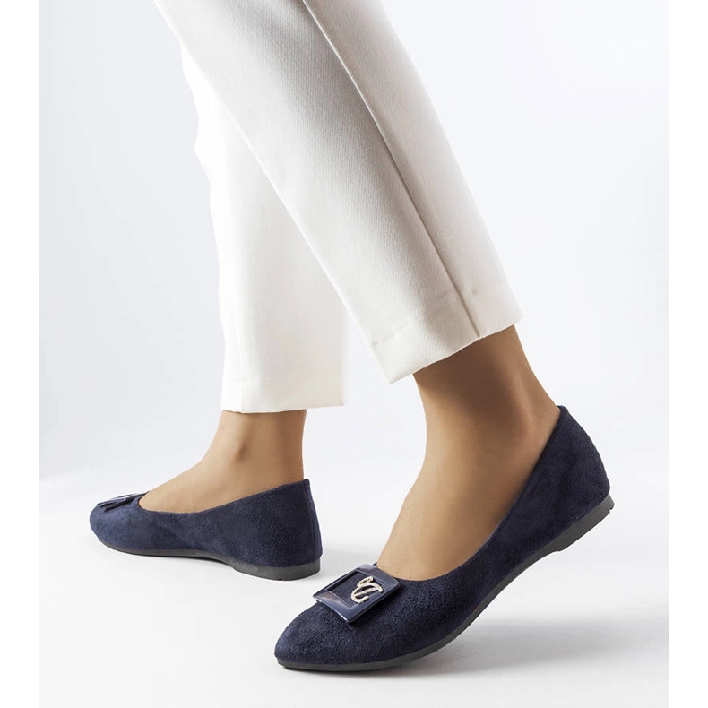 Marineblaue Ballerinas mit Strasssteinen von Fleming 1