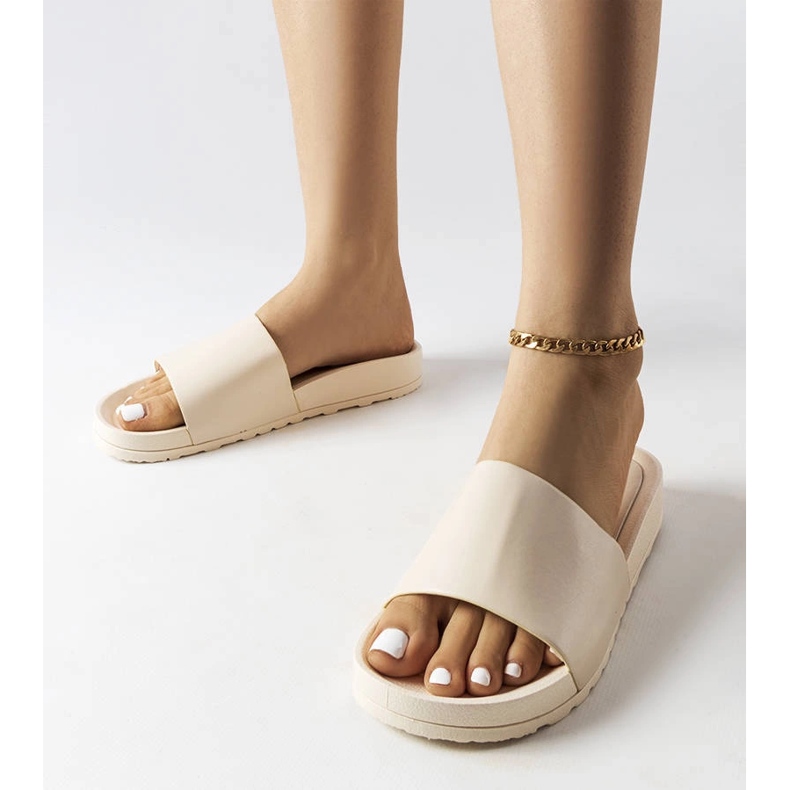 Beige Gummipantoletten von Sabourin 1