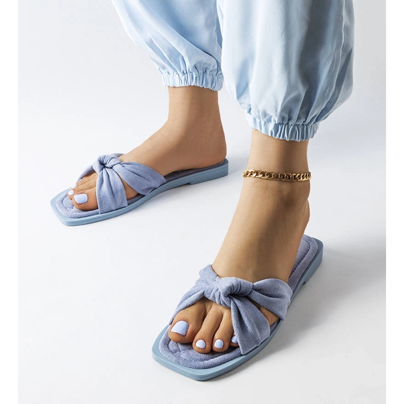 Pride-Hausschuhe aus blauem Öko-Wildleder 1