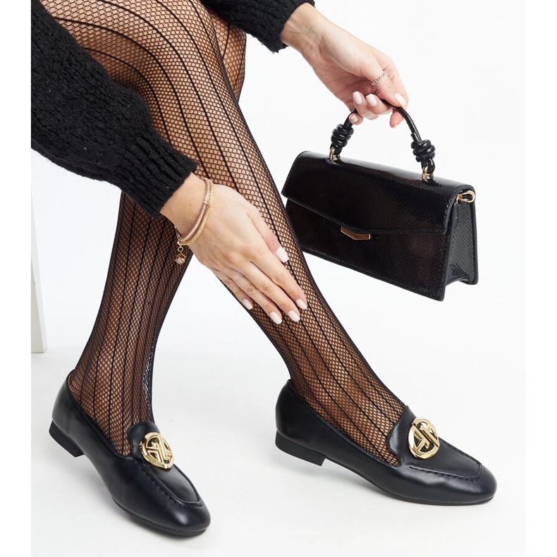 Schwarze Slipper mit Goldverzierung von Bergeron 1