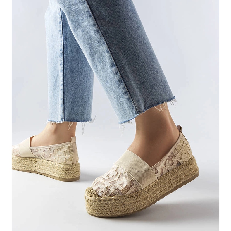 Beige Mesh-Espadrilles von Bateliers 1