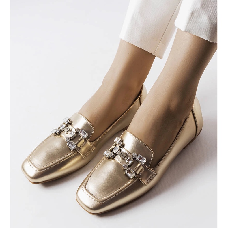 Goldene Slipper mit Zirkonen 1