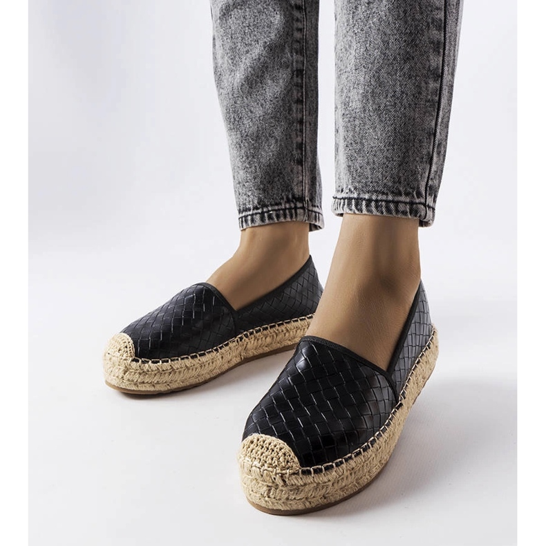 Schwarze Espadrilles mit Geoffrey-Prägung 1