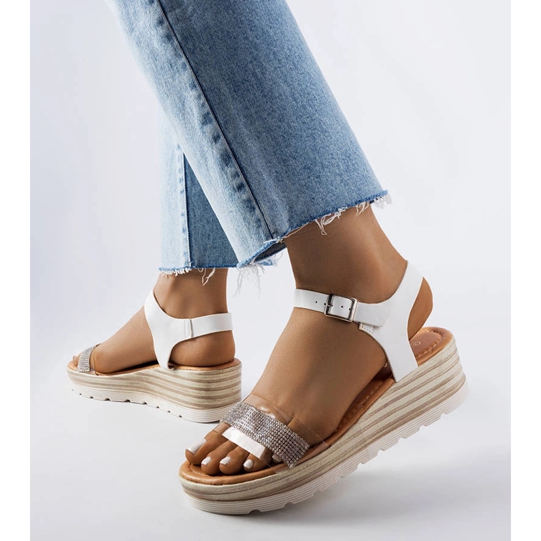 Weiße Bussière-Keilsandalen 1