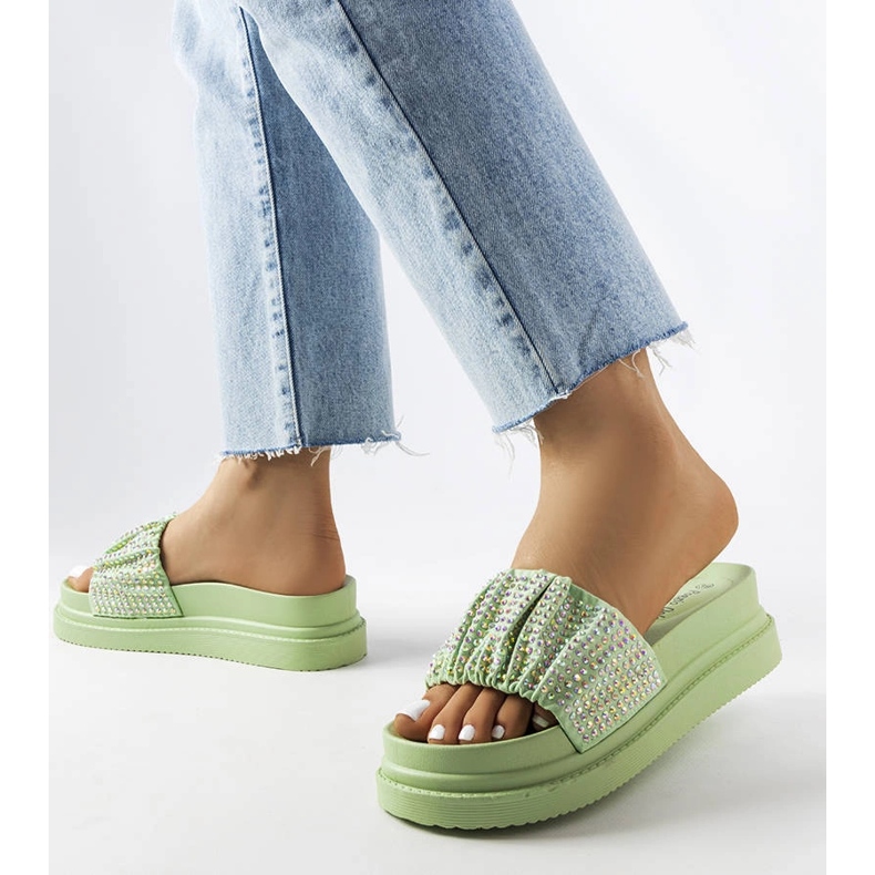 Grüne Sandalen mit Zirkonia von Franet 1