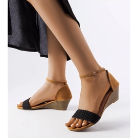 Schwarze Veltri-Keilsandalen 1