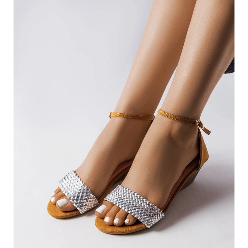 Veltri-Sandalen mit Keilabsatz in Silber silber- 1