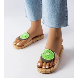 Transparente Hausschuhe mit Foddie-Dekoration beige 1