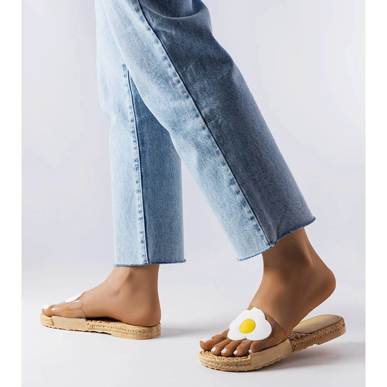 Transparente Hausschuhe mit Foddie-Dekoration farblos 2