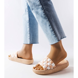 Beige Gummi-Plateau-Slipper von Elin 2