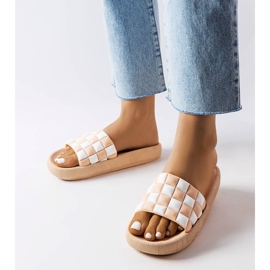 Beige Gummi-Plateau-Slipper von Elin 1