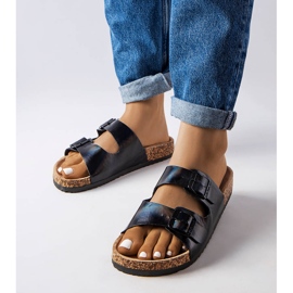 Schwarze Kork-Slider mit Schnallen von Lee Cooper LCW-22-35-1154L 1