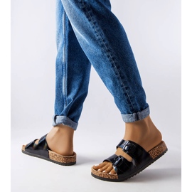 Schwarze Kork-Slider mit Schnallen von Lee Cooper LCW-22-35-1154L 2