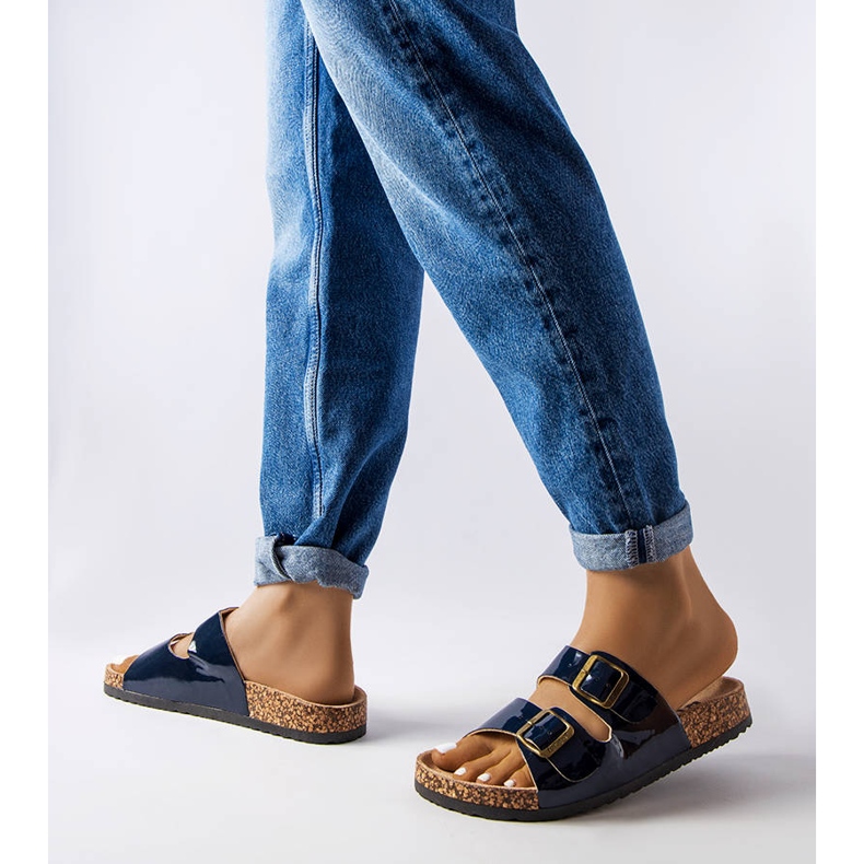 Blaue Korkpantoletten mit Schnallen von Lee Cooper LCW-22-35-1157L 2