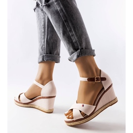 Weiße Eleonora-Espadrilles mit Keilabsatz beige 1