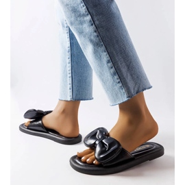 Schwarze Hausschuhe mit Schleife von Lende 2