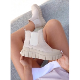 Hellbeige Sport-Chelsea-Stiefel für Damen 2