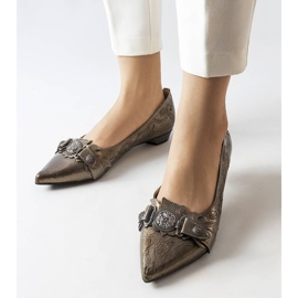 Silberne Pumps mit niedrigem Absatz von Siciliano grau 1