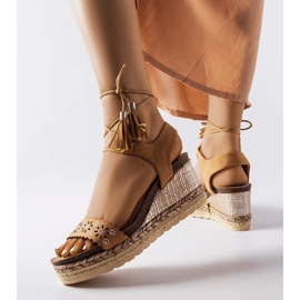 Tahoe-Karamell-Espadrilles mit Keilabsatz beige 1