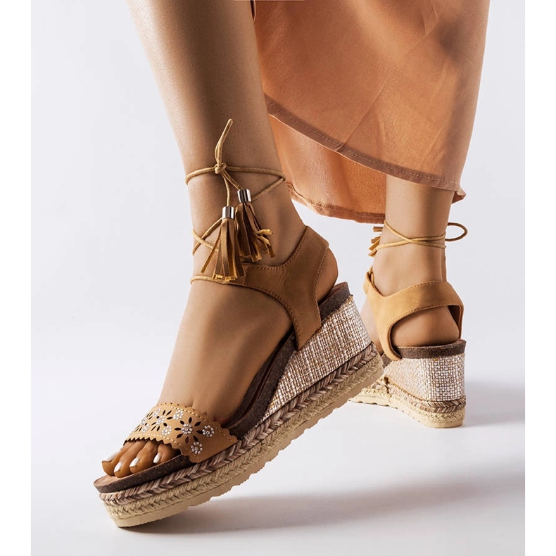 Tahoe-Karamell-Espadrilles mit Keilabsatz beige 1