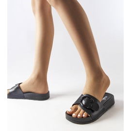 Schwarze Pantoletten mit Schnalle von Généreux 2