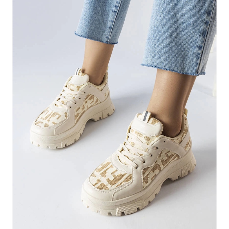 Beigefarbene, klobige Sneaker von Brunswick 1