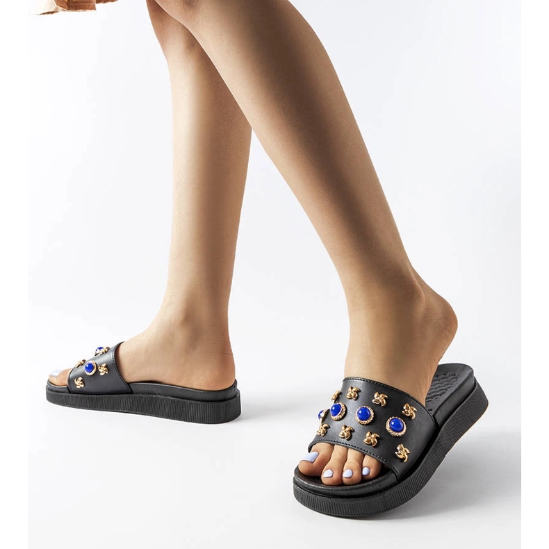 Schwarz verzierte Pantoletten von Montesarchio 2